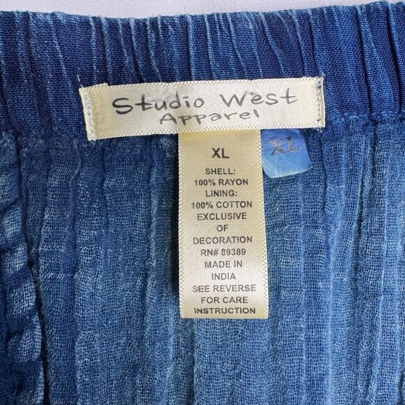 Studio West Sz XL Blue Lace Western Cottagecore Boho Skirt Stretchy Lined - Picture 5 of 7